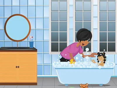 Children book illustration background bathroom childrens illustration graphic design illustration art vector