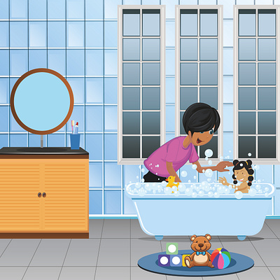 Children book illustration background bathroom childrens illustration graphic design illustration art vector