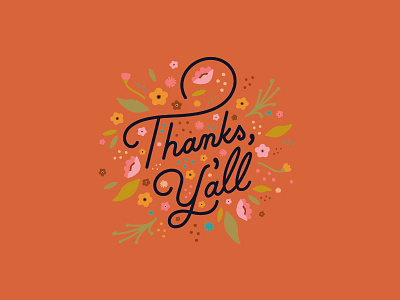 Thanks Y'all! branding cards design illustration monoline script palm canyon drive pink procreate vintage