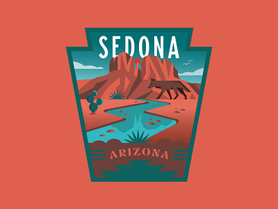 Sedona Arizona Vinyl Sticker arizona az badge badge design badgedesign cactus coyote creek hiking mountains nature outdoors reflection river sedona sedona arizona sticker sticker mule stickermule vinyl sticker