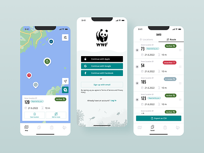 WWF Ghostdiver – Application for cleaner and safer oceans app case study enviroment filter flutter illustration labels login map nature ocean onboarding process registration report route sea ui ux wwf