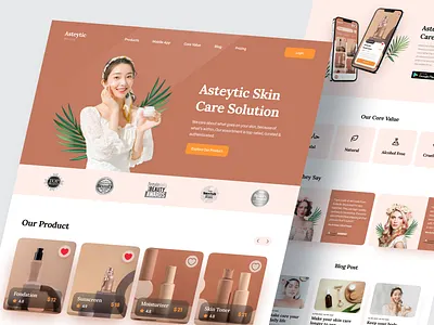 💅 Asteytic - Beauty Skin Care Web beauty beauty landing page beauty website clean color pallate cosmetic cosmetic web landing page skin care skin care landing page skin care web ui uiux website