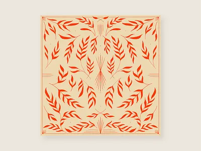 Red Flora botanical floral pattern florals illustration leaves motif symmetry
