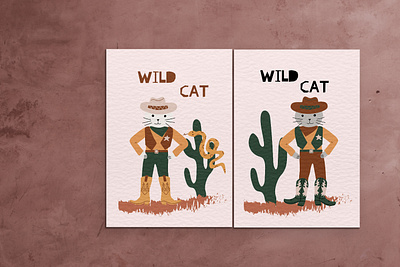 Wild Cat cat characters illustration kids art vector wild west