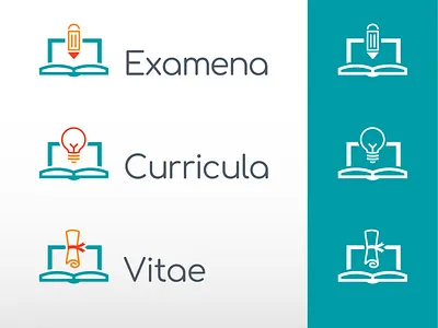 Online Education Logos book branding comfortaa diploma e learning education icon laptop lightbulb logo pencil school