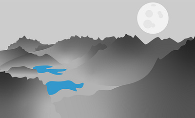 mountains gray illustration moon mountain