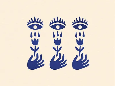 There's Water In The Flowers, Let's Grow cutout digital drawing eye flowers growth hand hand drawn illustration simple texture