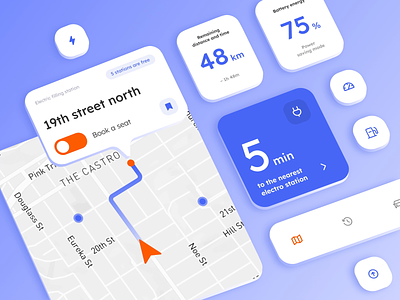 UI elements | Smooth animated animation auto automobile car charging charging station design desire agency electro car electro mobile graphic design interface map motion motion design motion graphics ui ui elements user interface