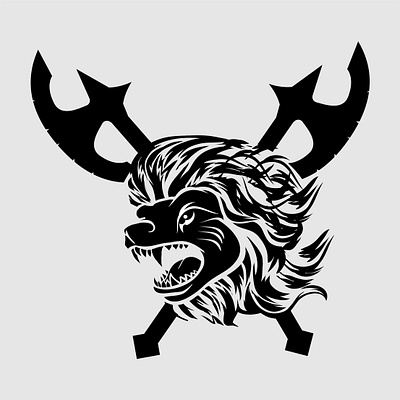 tribal tattoo viking lion head illustration and vector logo abstract animal art background beast black cartoon character design dog drawing e sports element emblem face fantasy mammal mascot white wildlife