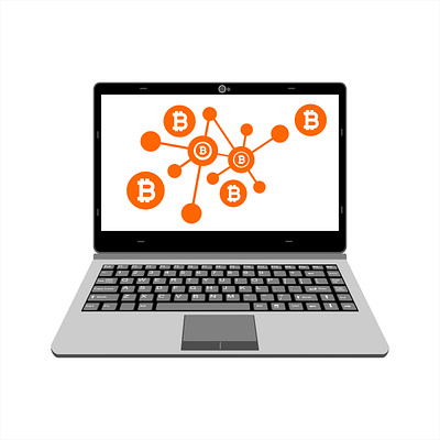 realistic laptop vector illustration display bitcoin digital ass business buy commerce computer connection customer design desktop device digital display e commerce electronic faucet flat icon internet laptop logo market