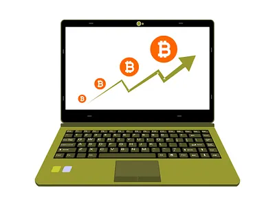 realistic laptop vector illustration display bitcoin assets business buy commerce computer connection customer design desktop device digital display e commerce electronic faucet flat icon internet laptop logo market