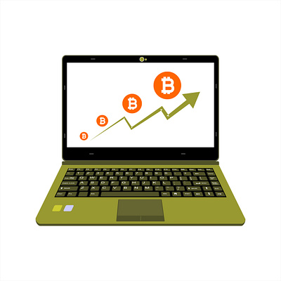 realistic laptop vector illustration display bitcoin assets business buy commerce computer connection customer design desktop device digital display e commerce electronic faucet flat icon internet laptop logo market
