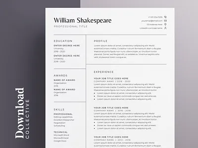 MS Word Resume Download curriculum vitae cv editable editable resume minimalist resume modern cv modern resume professional resume resume resume clean
