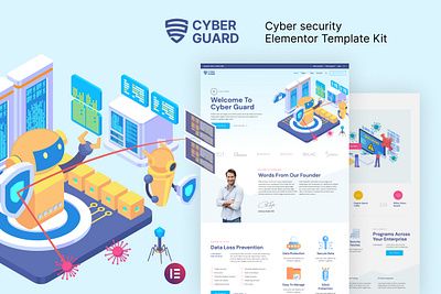 Cyber Security Elementor Template Kit cyber design elementor security template ui ux website