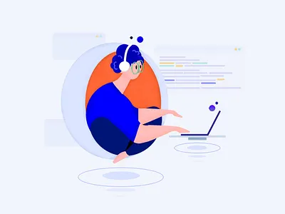 Futuristic developer blue character developer digital illustration vector