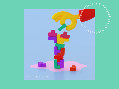 T is for tetris. 36daysoftype 36daysoftype08 3d 3d modeling 3dart adobe color digital digital illustration font font design ilustration render tetris toy type typedesign typeface