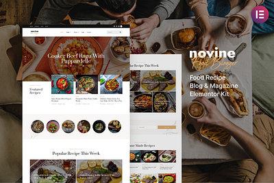 Food Recipe Blog & Magazine Template Kit blog design elementor food magazine recipe template ui ux website