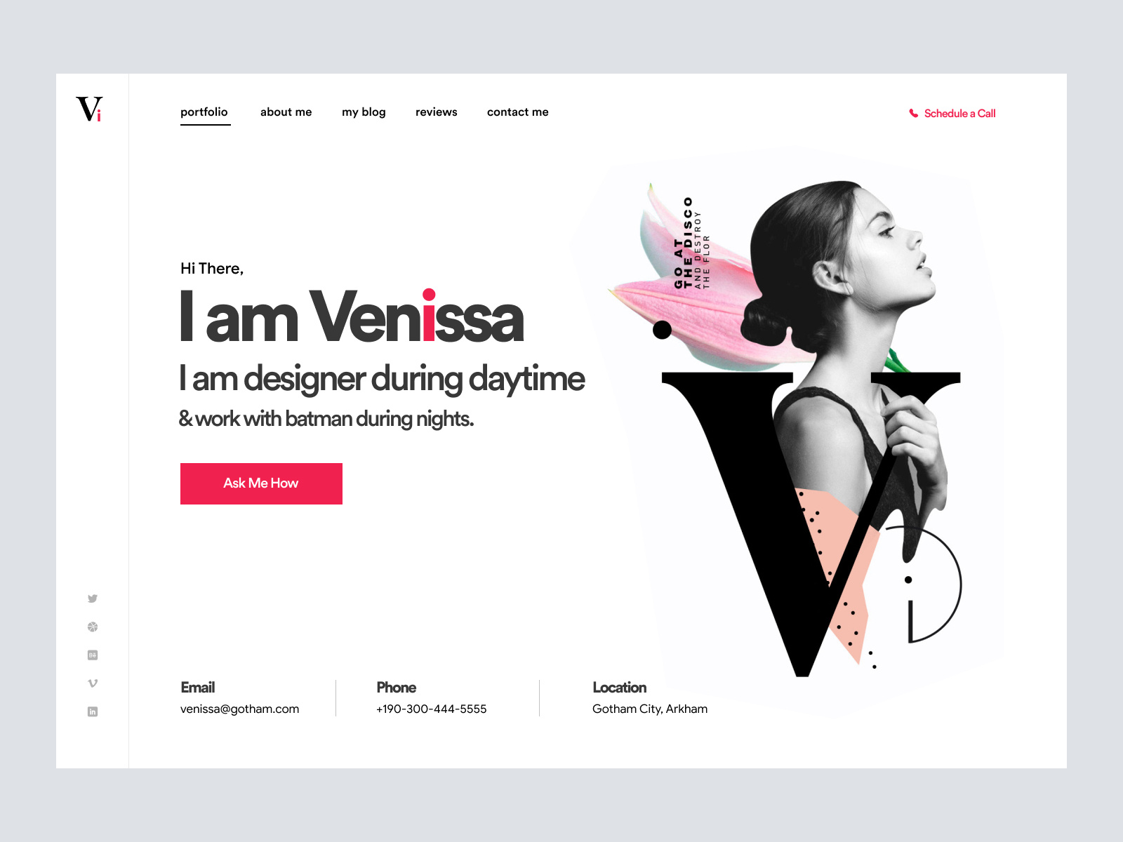 Example of Freelancer Personal Website Design UI