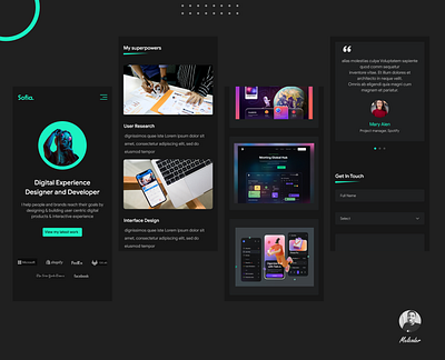 Creative Dark Theme Portfolio - Mobile dark ui design designer landing mobile portfolio respnsive ui xd design