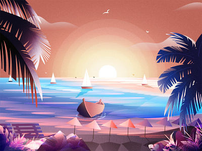 Sunset (St. Martin Island) adventure art bangladesh degital art degital drawing design illustration illustration art saint martin st. martin st. martin ui ux vector