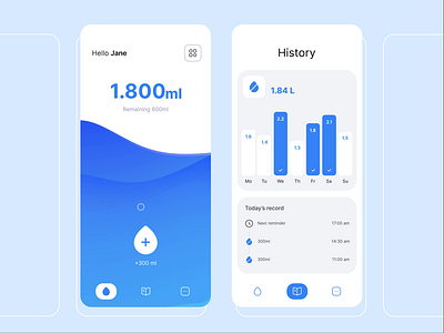 Water tracker mobile app design app clean design health app health tracker ui water water tracker zoftify