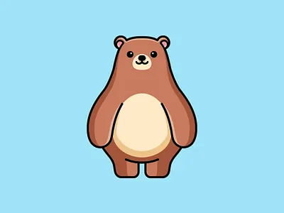 The Bears adorable animal bear brown cartoon character chibi cute funny geometry grizzly happy illustration kawaii mascot minimalist playful simple smiling standing