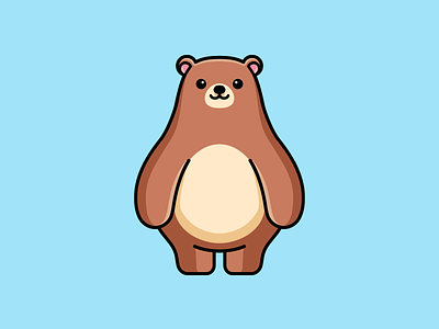 The Bears adorable animal bear brown cartoon character chibi cute funny geometry grizzly happy illustration kawaii mascot minimalist playful simple smiling standing