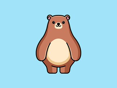 The Bears adorable animal bear brown cartoon character chibi cute funny geometry grizzly happy illustration kawaii mascot minimalist playful simple smiling standing