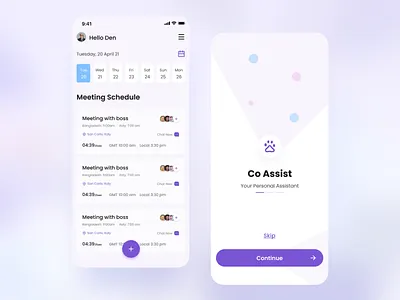 Co Assist-Personal Assistant IOS App. add task app design application branding business daily work schedule design logo minimal app personal assistant professional startups to dos ui