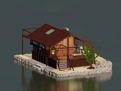 Rustic Tree House (NFT) 3d 3d animation animation architecture digitalart house isometric magicavoxel nft nftart nonfungible pixelart rare rarible voxel voxelart