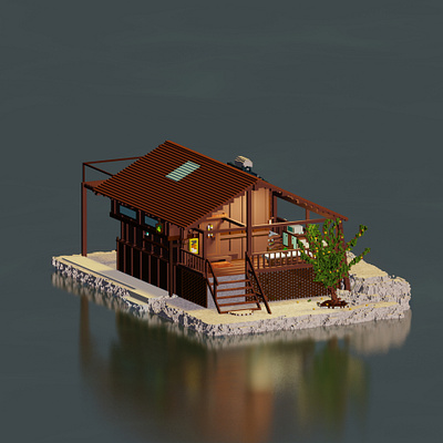 Rustic Tree House (NFT) 3d 3d animation animation architecture digitalart house isometric magicavoxel nft nftart nonfungible pixelart rare rarible voxel voxelart