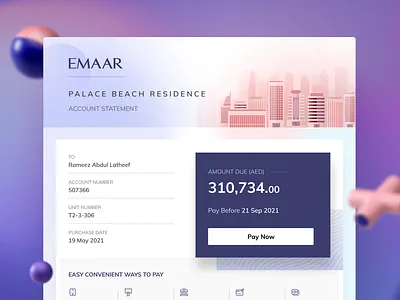 Property Account Statement blur design digital statement gradient invoice pastel property statement ui uiux ux