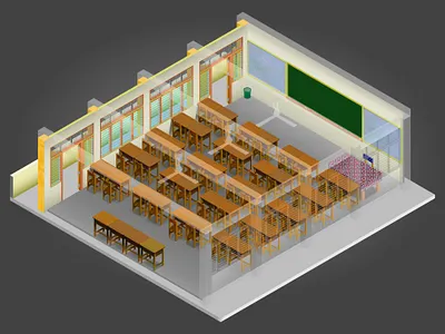 Classroom architecture design classroom illustration isometric isometric illustration vector art vector illustration vectorart
