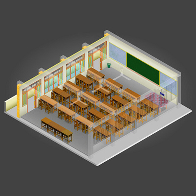 Classroom architecture design classroom illustration isometric isometric illustration vector art vector illustration vectorart