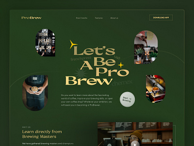 ☕️ ProBrew - Online brewing learning brew coffee dark design figma hero hero section landing landingpage learning platform ui ui ux uiux web web ui