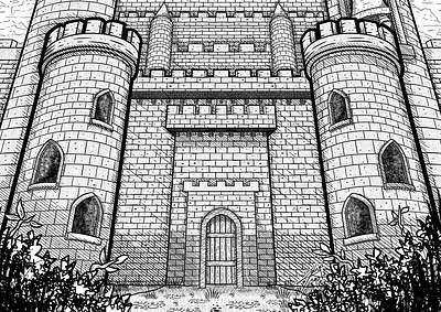 Castle art bell building castle cross hatching digital drawing fort fortification fortress illustration keep line line art medieval stone stronghold stylize stylized tower