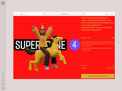 Superscene illustrations 🎊 3d celebrating characters colorful contrast design illustration product skin storytale superscene ui volumetric web