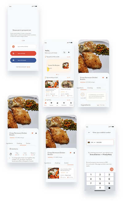 Cooking App UI app cook cooking app design mobile mobile app mobile app design mobile design mobile ui recipe recipe app ui