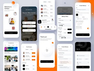 Campus - Meetup App 🤘 agency app app design app development application branding creative agency education education app event events app icon identity design minimal product product design student event typography ui visual design