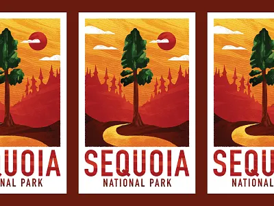 Sequoia National Park apple pencil design drawing environment grain illustration landscape national park park poster poster series procreate sequoia sequoia national park series tall tree texture tree