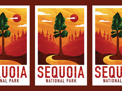 Sequoia National Park apple pencil design drawing environment grain illustration landscape national park park poster poster series procreate sequoia sequoia national park series tall tree texture tree