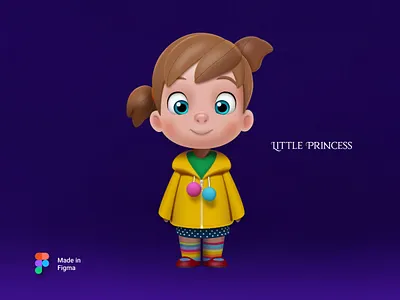 Little Princess | 3D Illustration in Figma 3d 3d girl 3d illustration blue character design design female character design figma figma 3d illustration figma illustration girl illustration illustration yellow