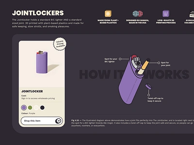 Jointlockers by Another Room 3d printed cannabis design ecommerce joint jointlocker layout lighter product shopify storage typography ui ux website weed