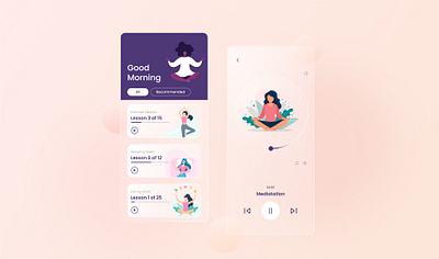 Mindfulness Mobile App Concept app classy design creative glassmorphism mindfullness mobile app modern stress buster ui ux