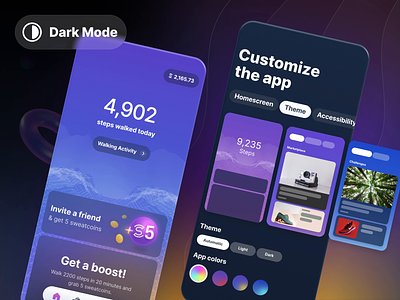 Theme Switcher & Dark Mode 3d accessibility animation app backgrounds cards clean color colorful customize dark dark mode design design system gradients tiny ui ui ux white widget