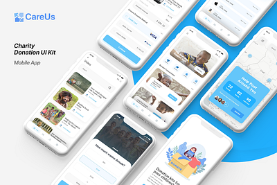 Charity UI Kit | Mobile App adobe xd app charity app donation landing page logo mobile app ui ui kit uiuxdesign ux web website