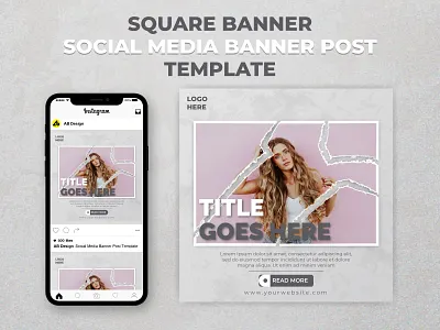 Square Banner Social Media Post Template ads banner business deal digital discount fashion instagram marketing media offer post promo psd sale sale banner social social media square template