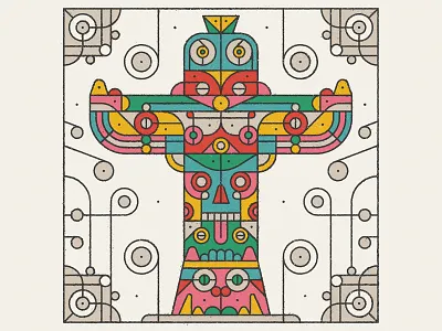 Totem 36 days of type character drawing flat geometric graphic illustration lettering pattern retro texture totem totem pole typography vector