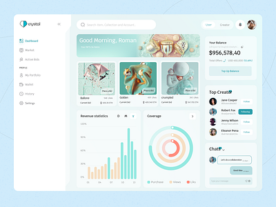 Crystall NFT Dashboard💎 3d branding dashboard design illustration nft nft collection nfthistory ui ux web