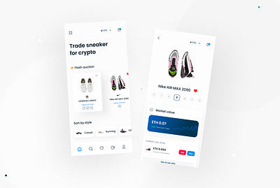 Sneako app application auction bid crypto mobile sneaker trade ui ux